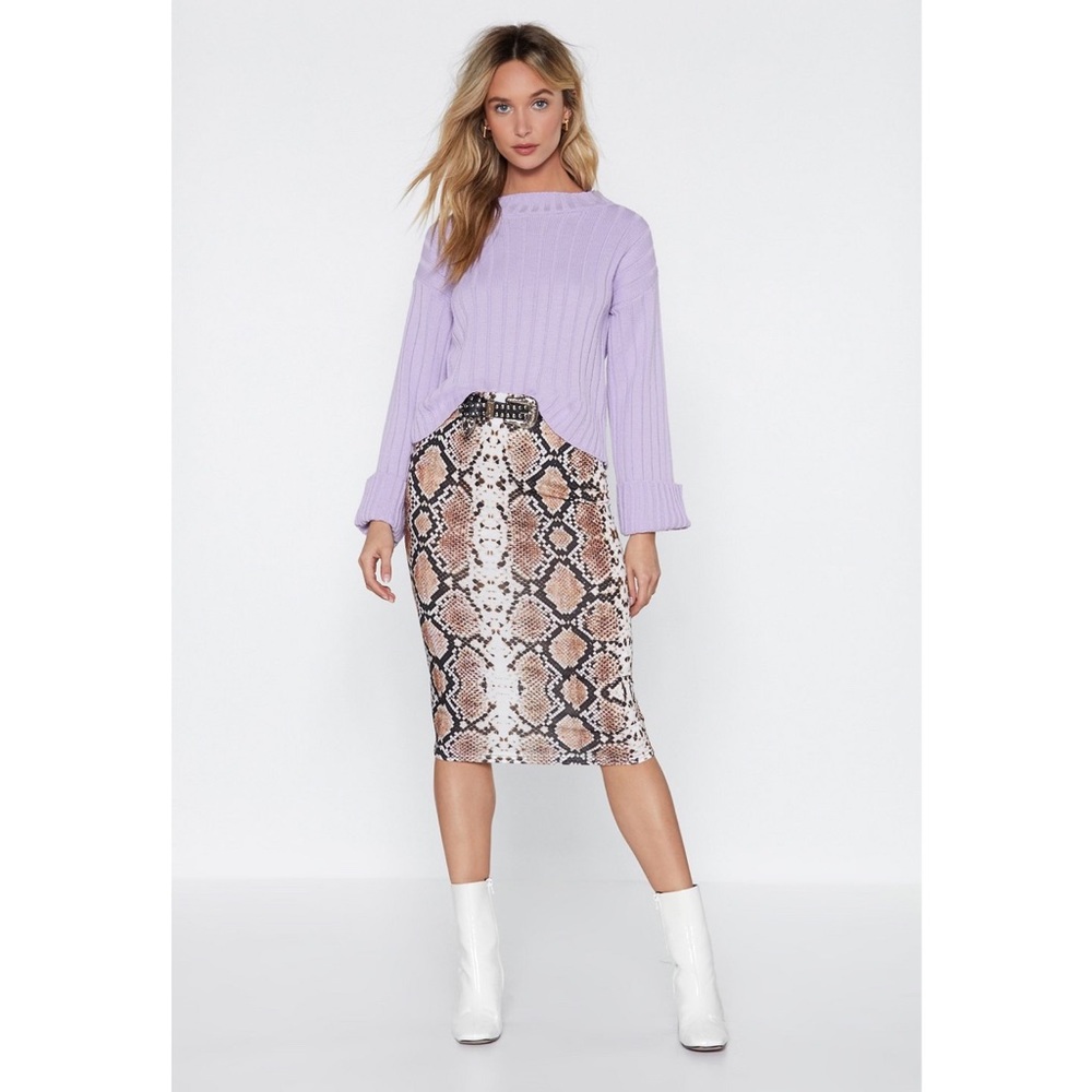 NWT Nasty Gal Snake Print Midi Skirt